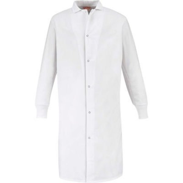 Vf Imagewear Red Kap® Gripper-Front Butcher Coat W/Knit Cuffs, Pocket-less, Spun Polyester, White, 2XL KS60WHRGXXL